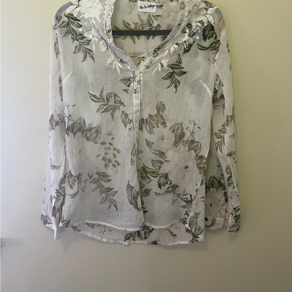 The Jetset Diaries Cream Ruffled Bib Collar Blouse